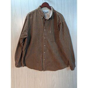 Columbia Mens Long Sleeve Plaid Shirt XXL Button Up Fall Beige Brown Casual